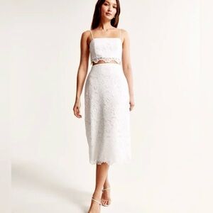 Abercrombie & Fitch White Lace Midi Skirt